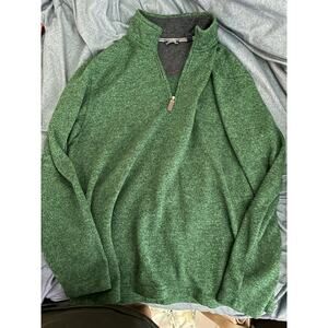 Izod Men’s Large Green Sweater, Qtr Zip Front With Logo on Front Left Side